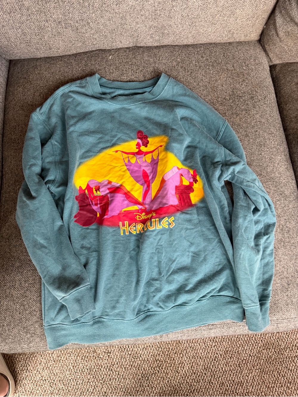 Disney Teal Hercules Graphic Crewneck Sweater